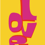 4708 Pop art wording-LOVE-yellow background