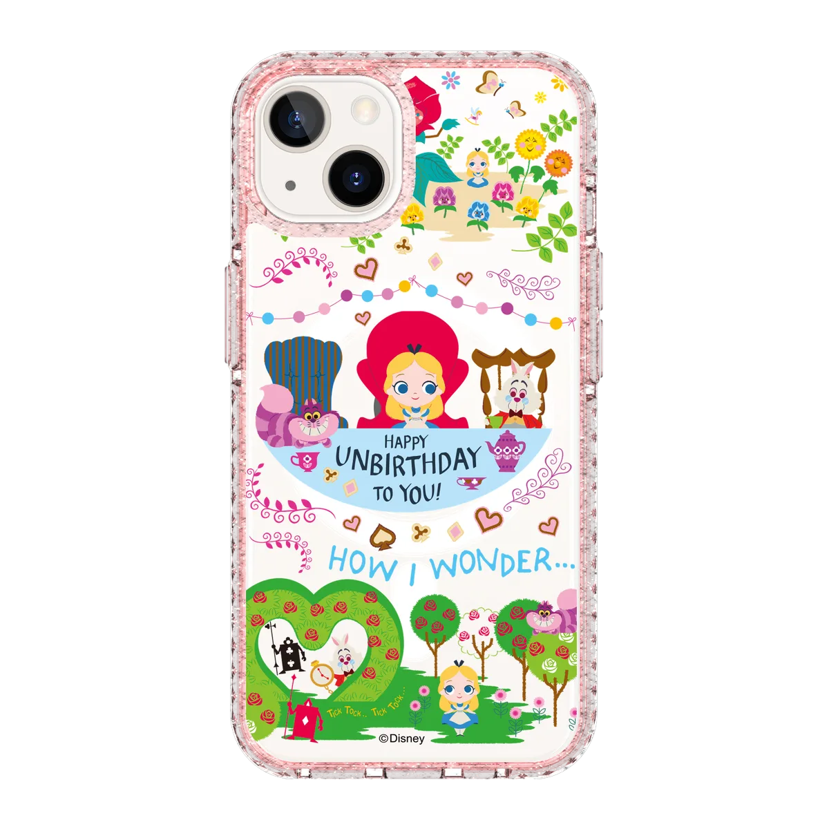 4973-iphone-13-golden-case-magsafe-compatible-pink-glitter