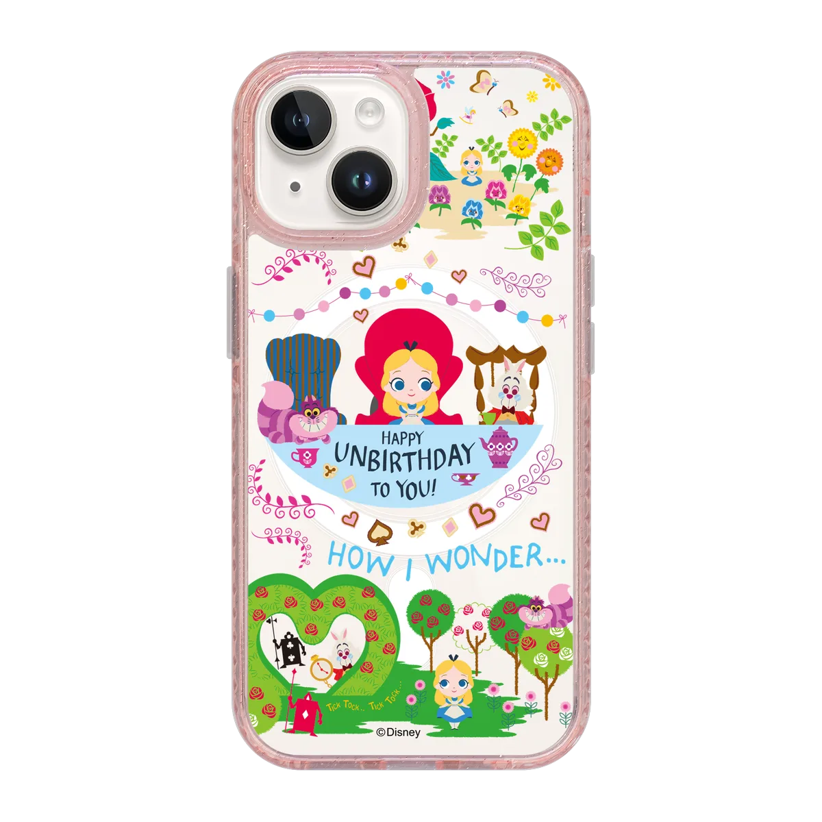 4973-iphone-15-golden-case-magsafe-compatible-pink-glitter