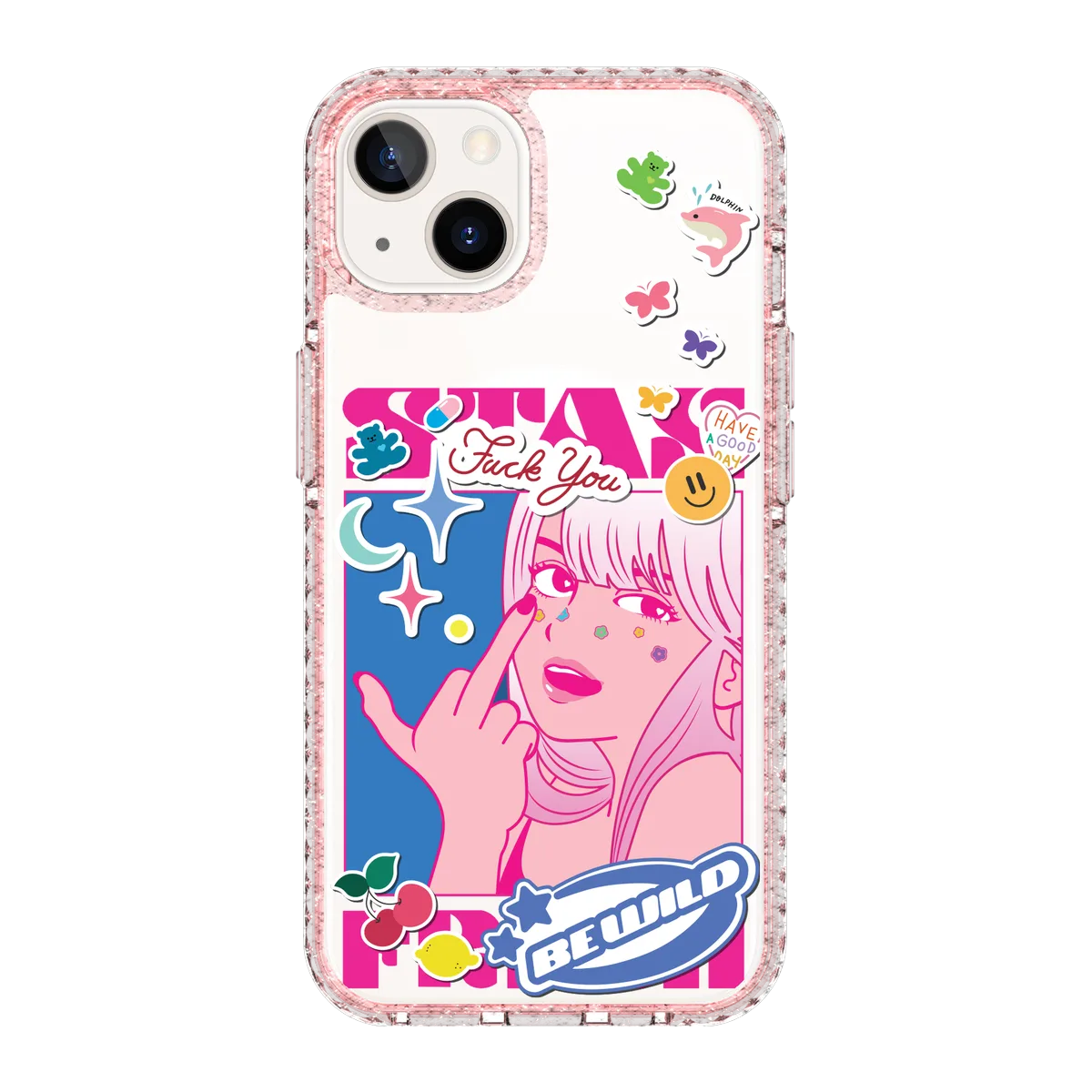 5853-iphone-13-golden-case-magsafe-compatible-pink-glitter