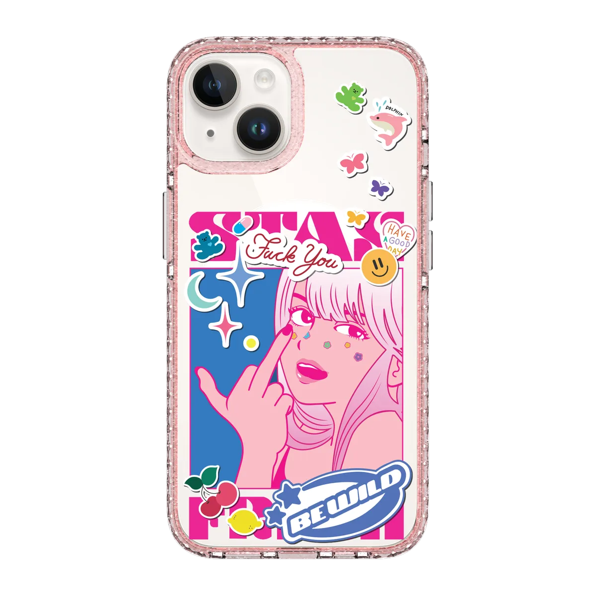 5853-iphone-14-golden-case-magsafe-compatible-pink-glitter