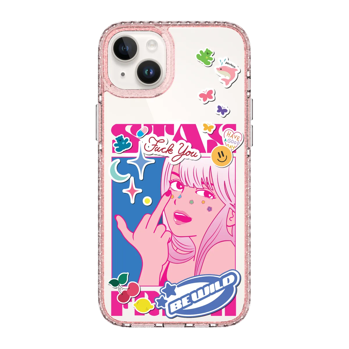 5853-iphone-14-plus-golden-case-magsafe-compatible-pink-glitter