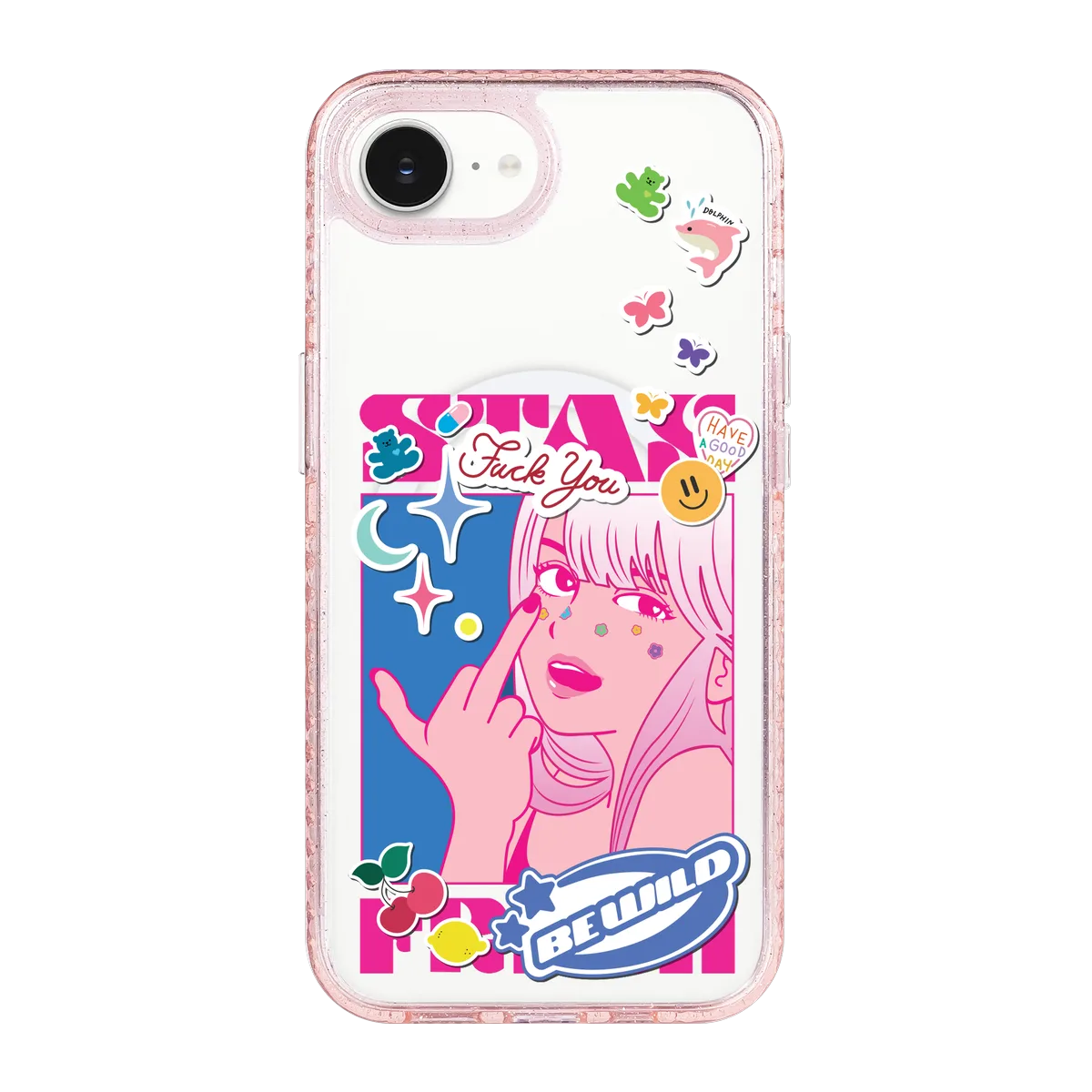 5853-iphone-16-e-golden-case-magsafe-compatible-pink-glitter