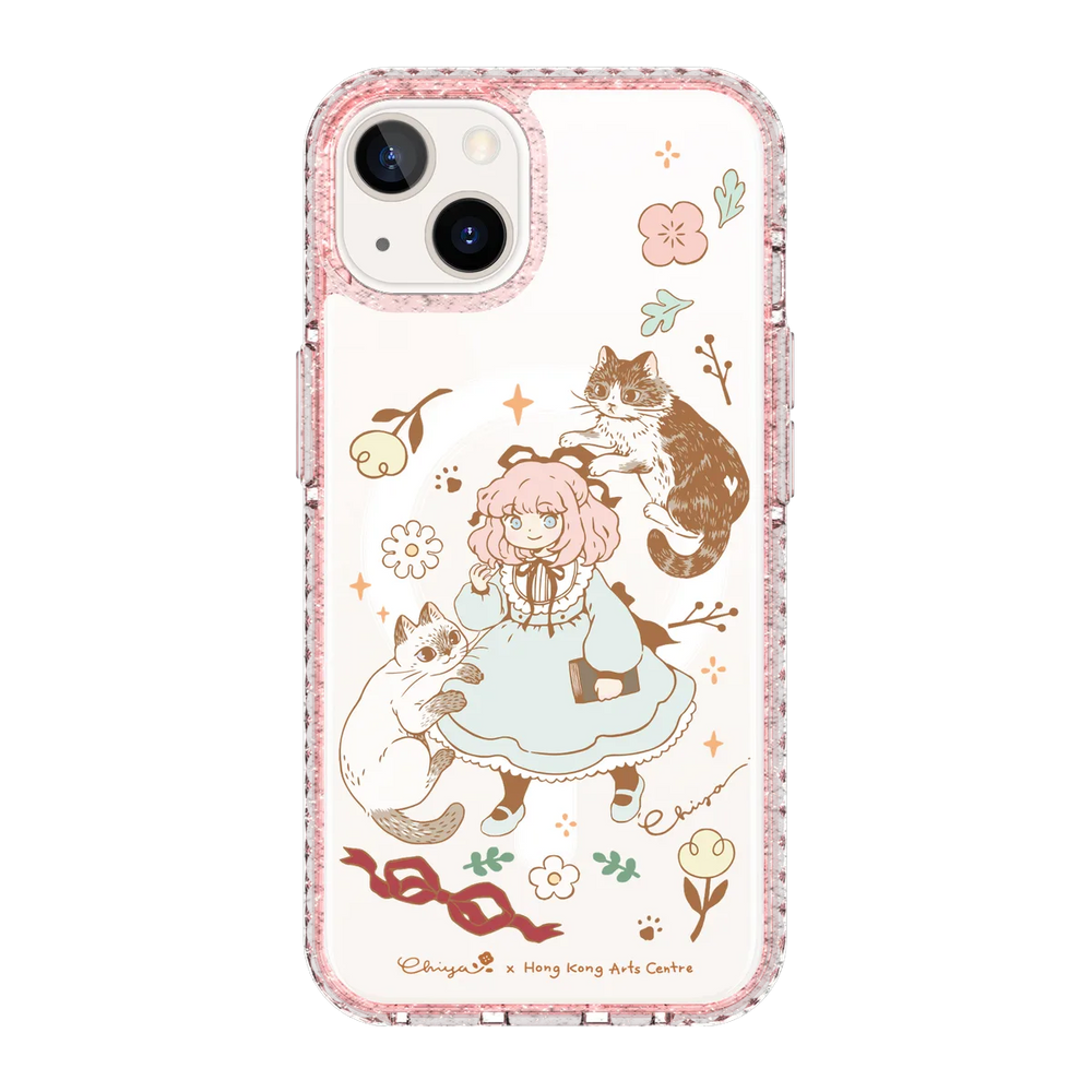 6364-iphone-13-golden-case-magsafe-compatible-pink-glitter