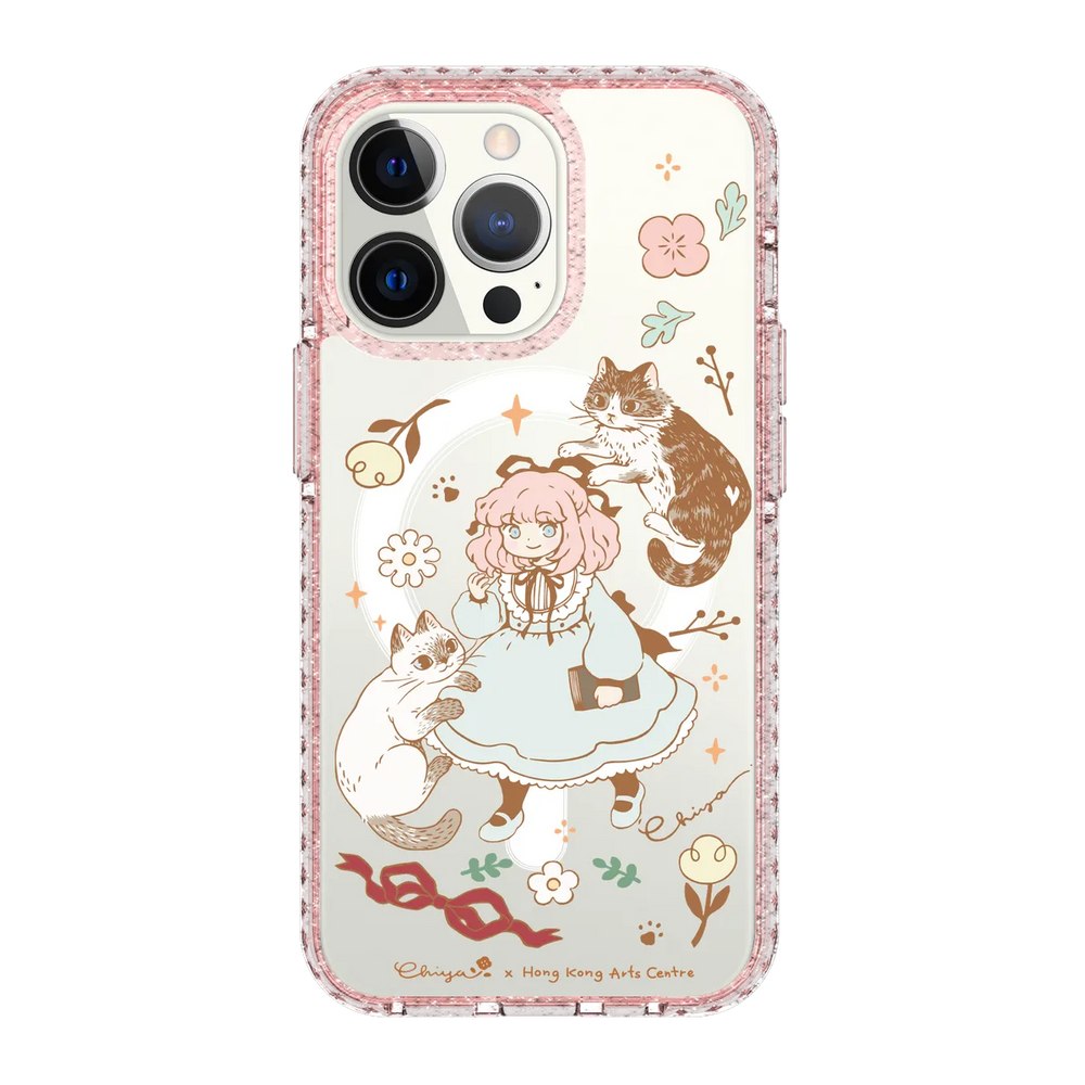 6364-iphone-13-pro-golden-case-magsafe-compatible-pink-glitter