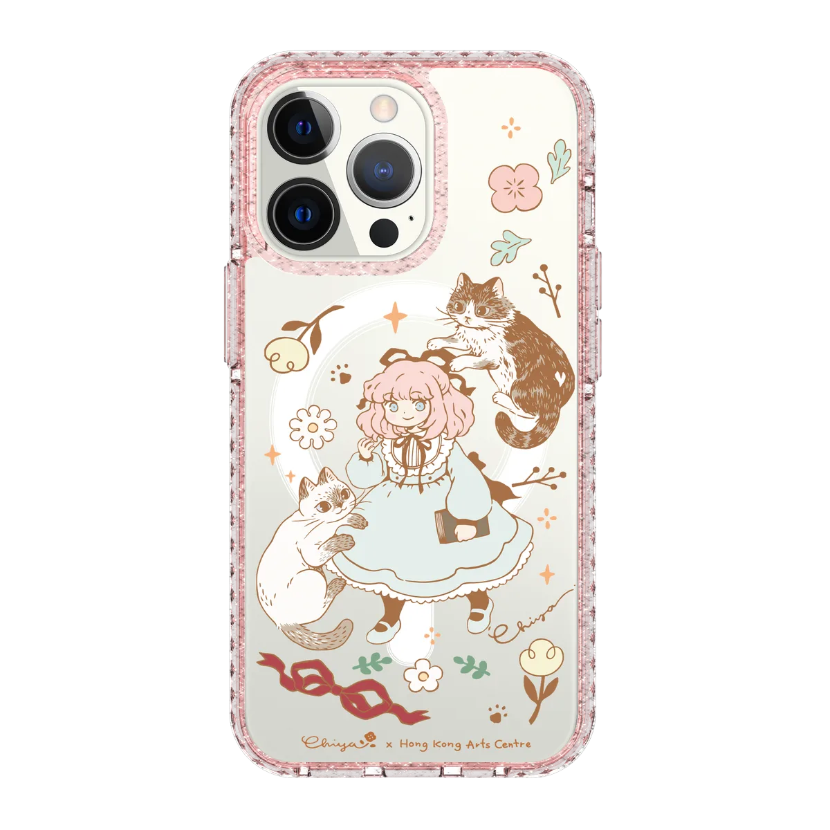 6364-iphone-13-pro-golden-case-magsafe-compatible-pink-glitter