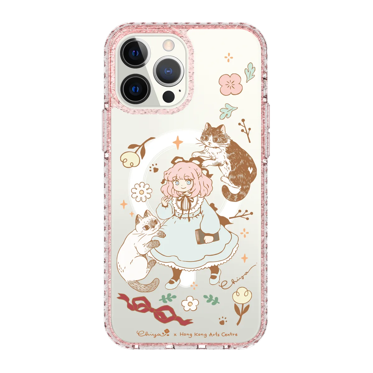6364-iphone-13-pro-max-golden-case-magsafe-compatible-pink-glitter