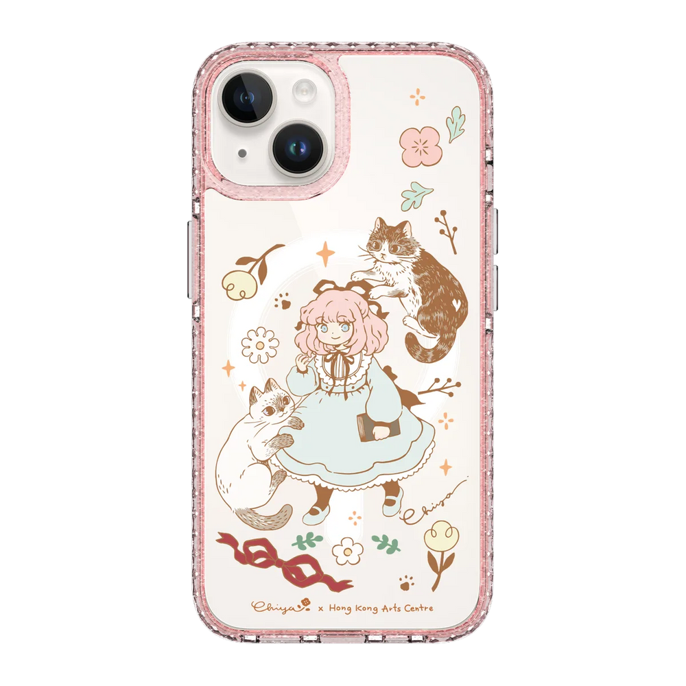 6364-iphone-14-golden-case-magsafe-compatible-pink-glitter