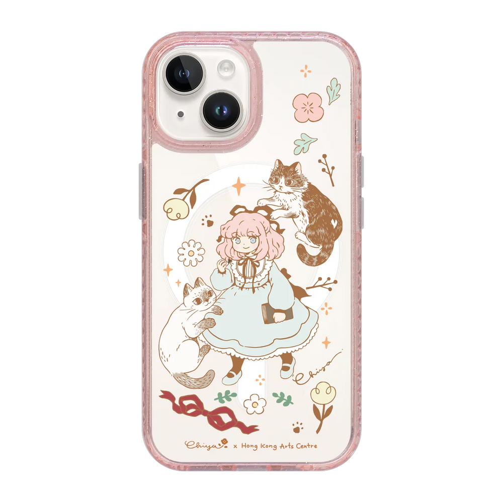6364-iphone-15-golden-case-magsafe-compatible-pink-glitter