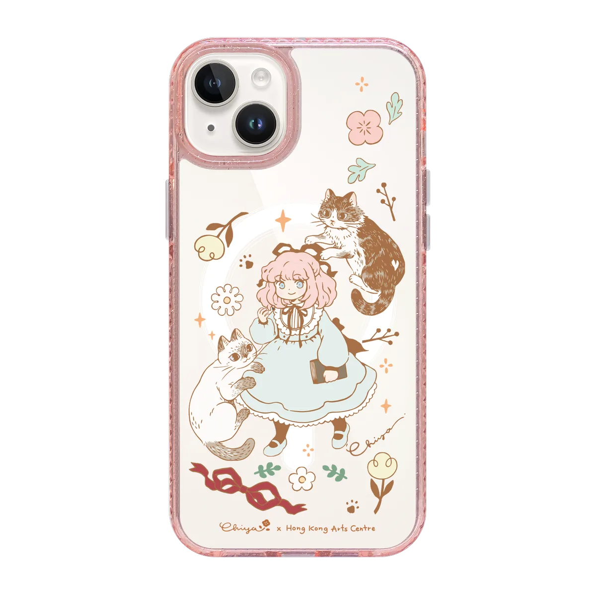 6364-iphone-15-plus-golden-case-magsafe-compatible-pink-glitter