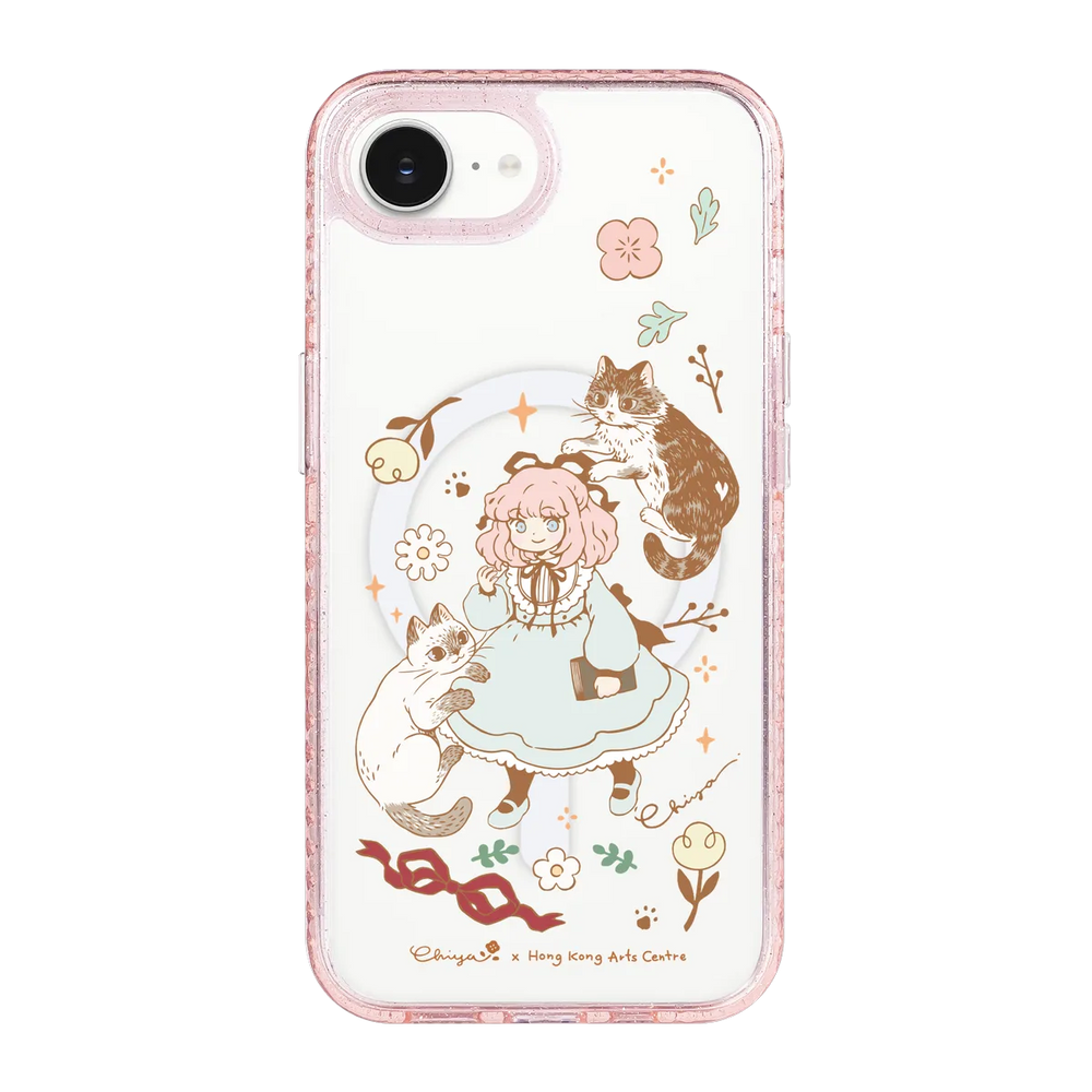 6364-iphone-16-e-golden-case-magsafe-compatible-pink-glitter
