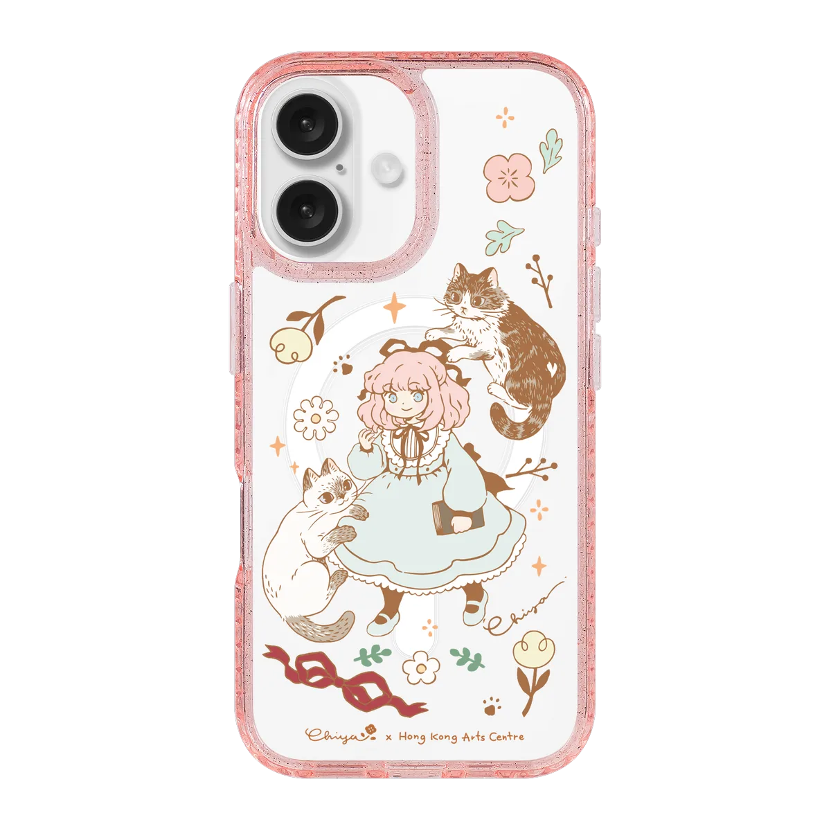 6364-iphone-16-golden-case-magsafe-compatible-pink-glitter