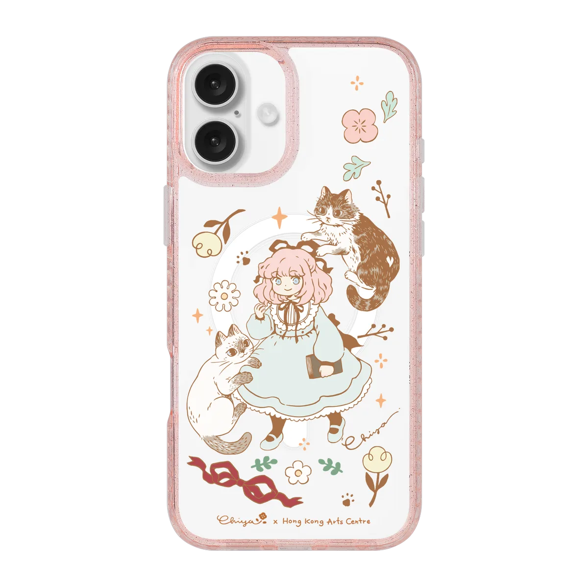 6364-iphone-16-plus-golden-case-magsafe-compatible-pink-glitter