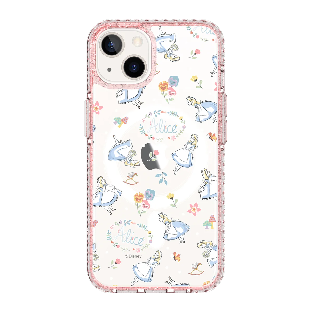 6393-iphone-13-golden-case-magsafe-compatible-pink-glitter