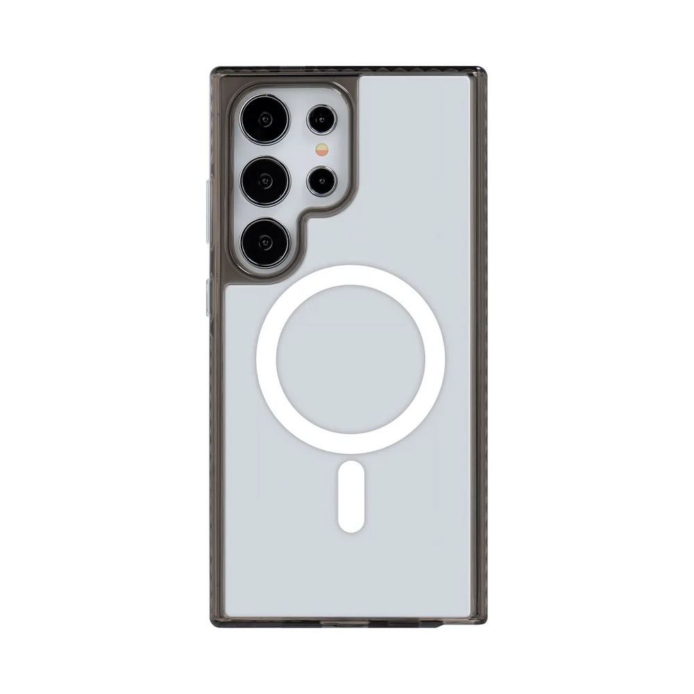 front-galaxy-s23-ultra-golden-case-magsafe-compatible-transparent-black