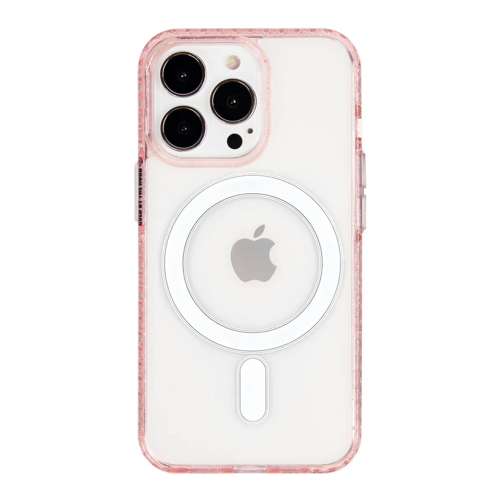 front-iphone-13-pro-max-golden-case-magsafe-compatible-pink-glitter