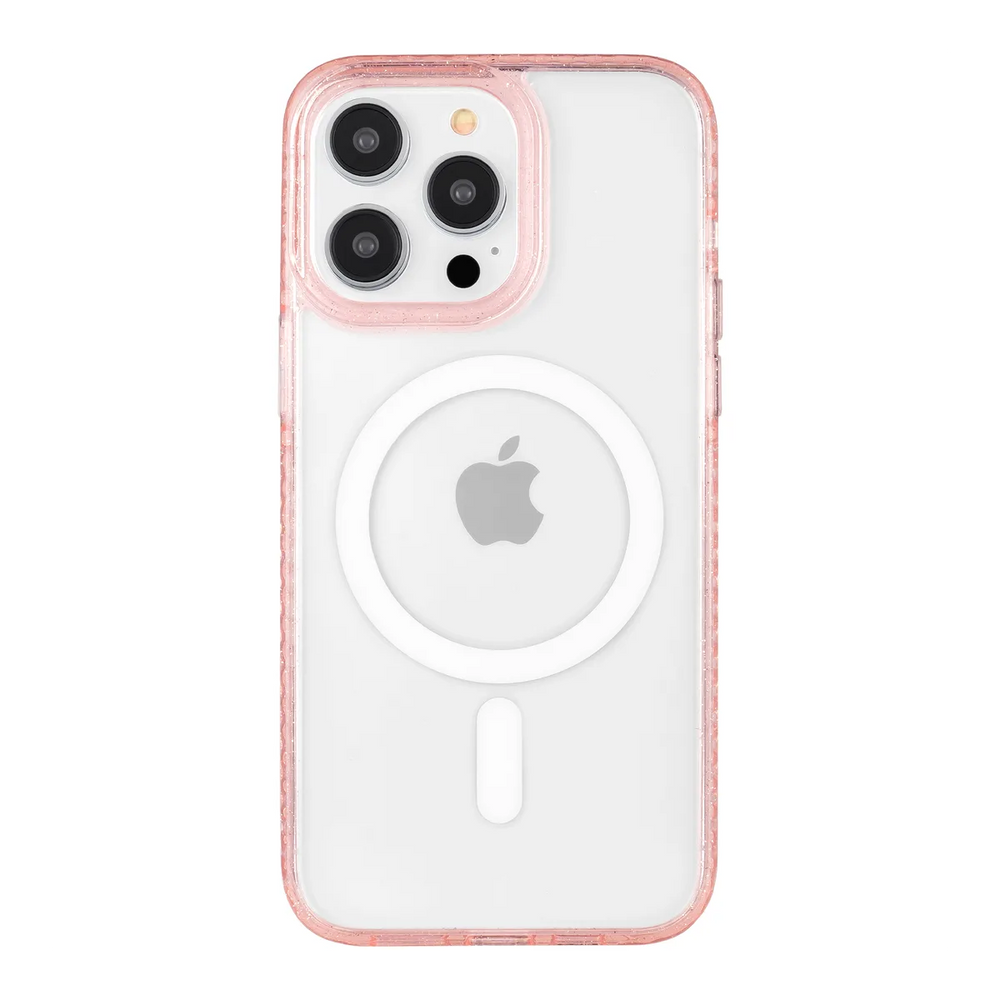 front-iphone-14-pro-max-golden-case-magsafe-compatible-pink-glitter