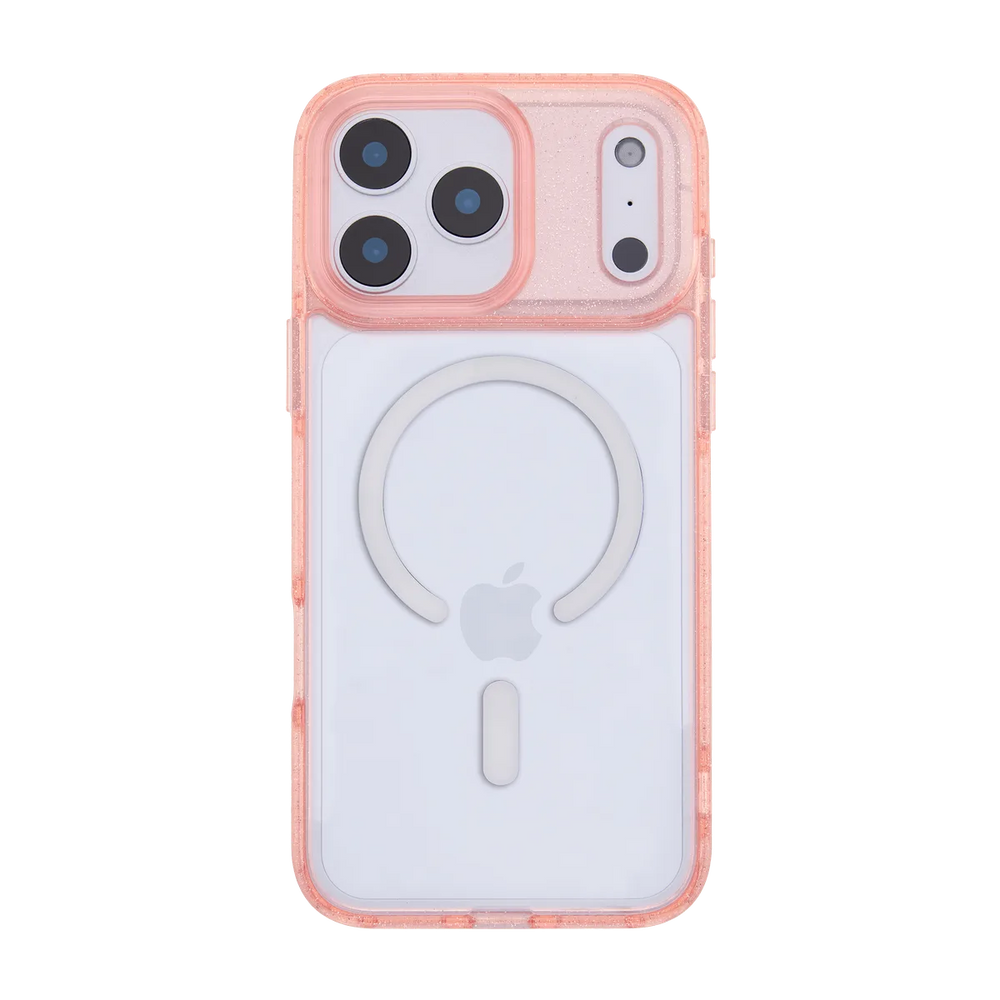 front-iphone-17-pro-goldensnap-case-magsafe-compatible-pink-glitter