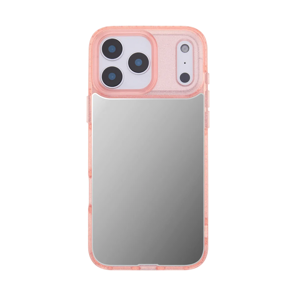 front-iphone-17-pro-max-goldensnap-mirror-case-magsafe-compatible-pink-glitter