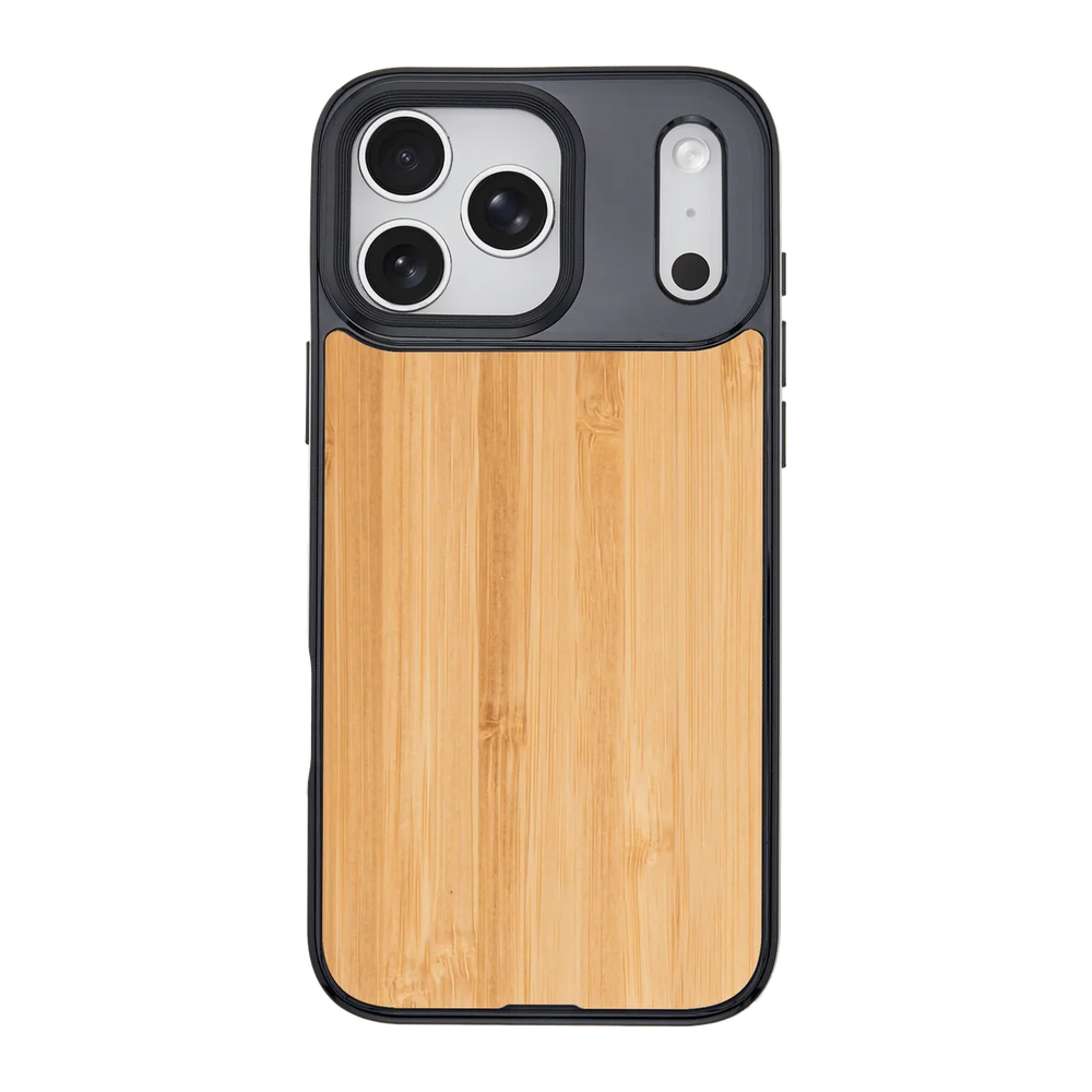 front-iphone-17-pro-max-goldensnap-wooden-case-magsafe-compatible-transparent-black-bamboo