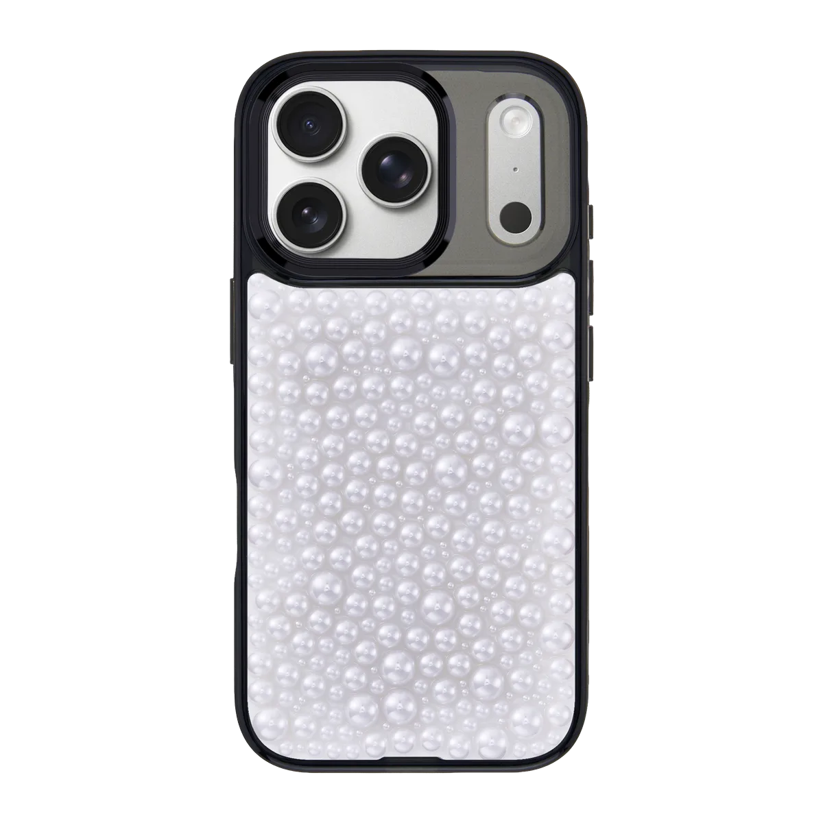 handmade-iphone-17-pro-goldensnap-pearl-dimension-case-transparent-black