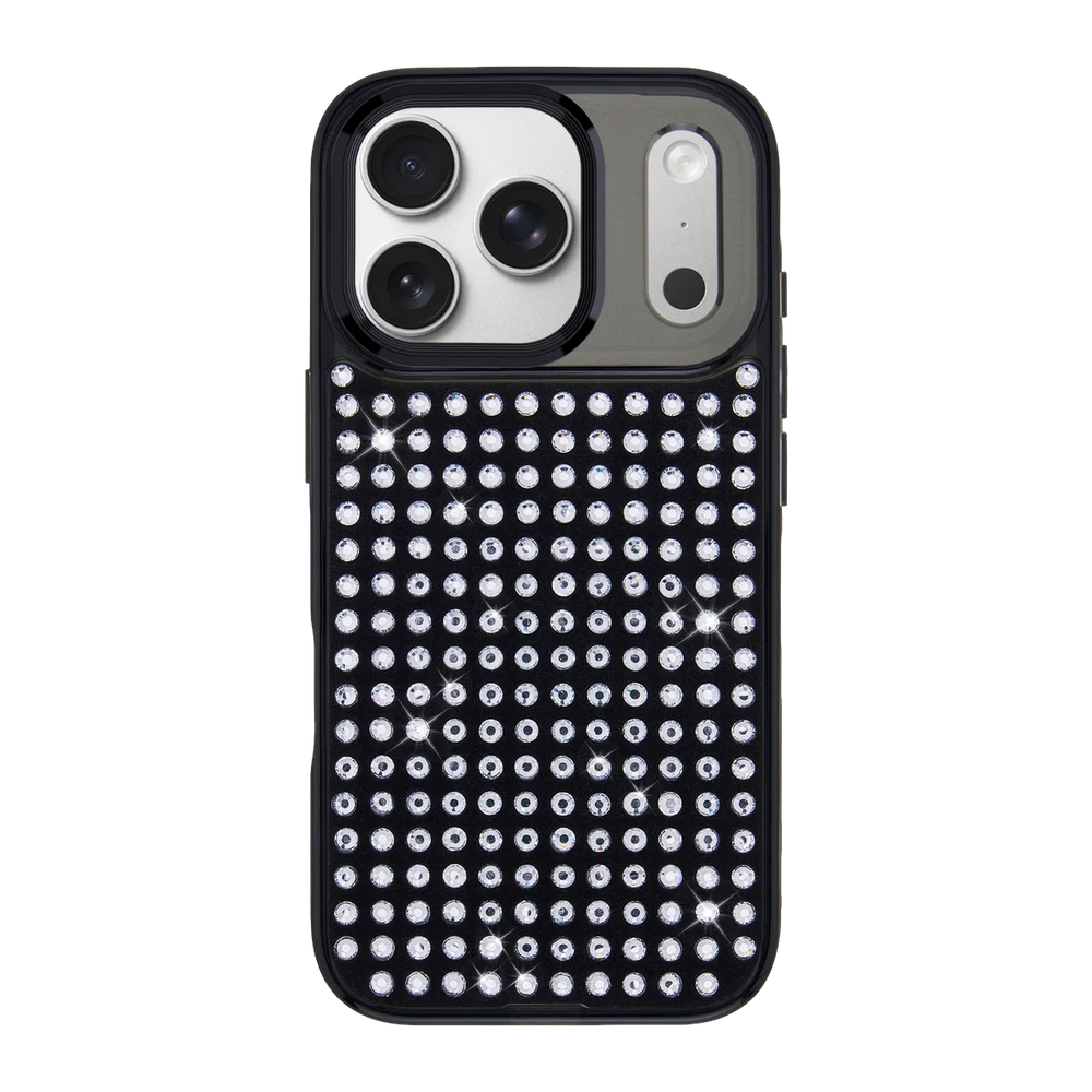 handmade-iphone-17-pro-goldensnap-rhinestone-matrix-case-transparent-black