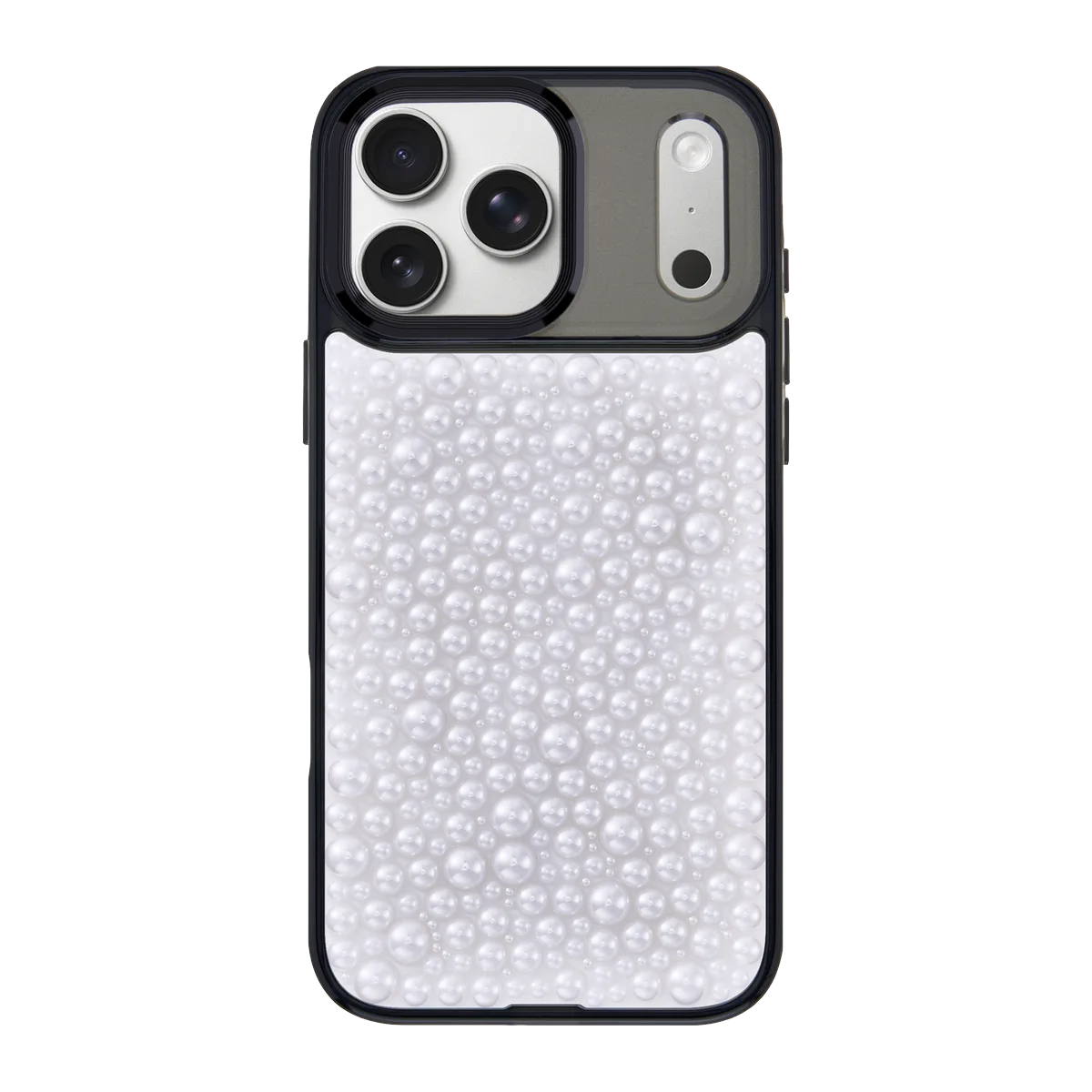 handmade-iphone-17-pro-max-goldensnap-pearl-dimension-case-transparent-black