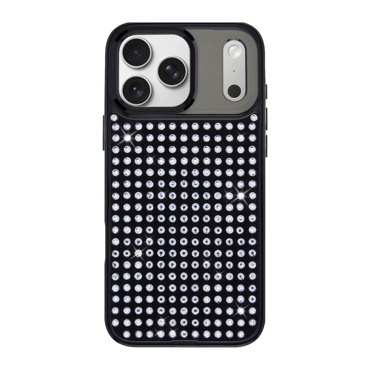 handmade-iphone-17-pro-max-goldensnap-rhinestone-matrix-case-transparent-black