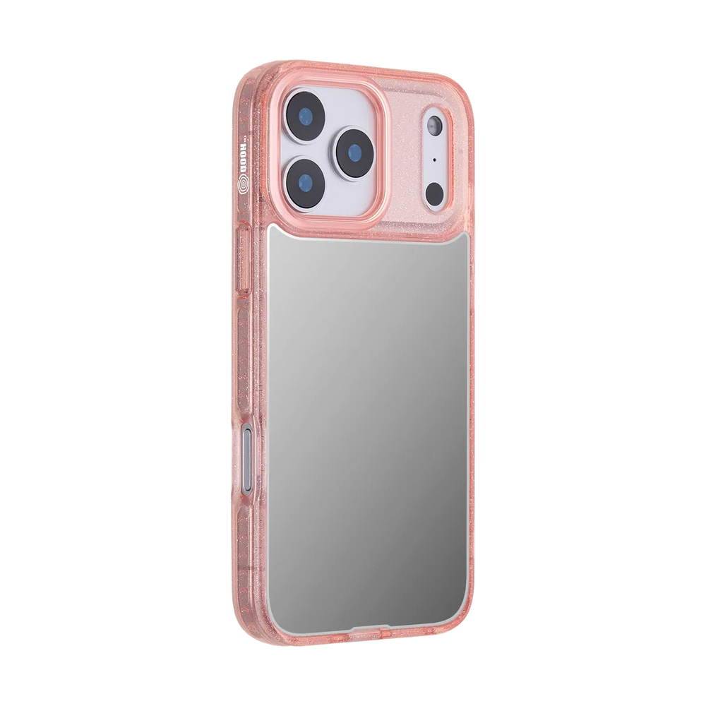 left-iphone-17-pro-max-goldensnap-mirror-case-magsafe-compatible-pink-glitter